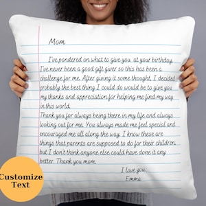 Regalo de mamá personalizado para Navidad, regalos de Navidad para mamá, almohada de carta de escritura personalizada, cumpleaños de regalo de mamá de hija hijo marido