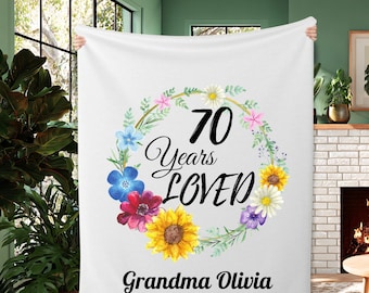 70th Birthday Blanket for Grandma, Custom Grandma Blanket 70th Birthday Gift, 70th Birthday Name Blanket