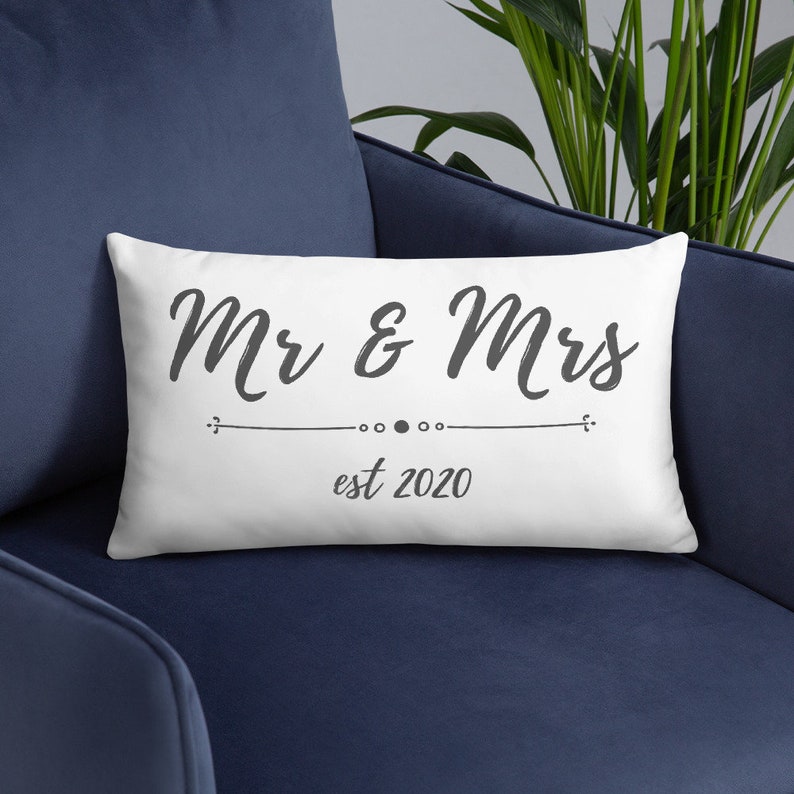 Custom Mr & Mrs Pillow Personalized Established Date Lumbar Etsy