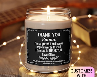 Thank You Personalized Message Candle, Personalized Thank You Candle, Thank You Gift Candle For Co-workers, Bridesmaid Thank You Candle Gift