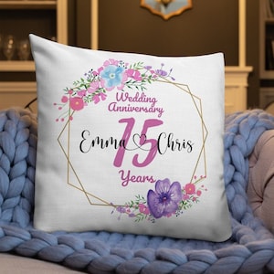 Personalised Mr Mrs Wedding 15th Anniversary Pillow, 15th Anniversary Gift, Gift For Mom And Dad, Mr And Mrs Pillow, Anniversary Gifts