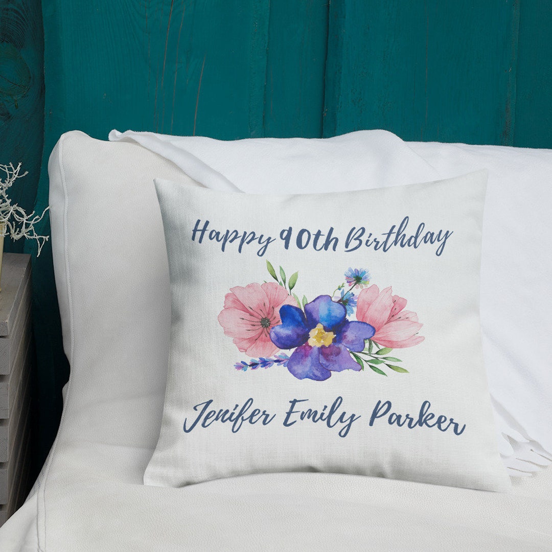 Funda de almohada de 90 cumpleaños para mujer, regalos para 90 cumpleaños,  funda de almohada de 18 x 18 pulgadas, ideas de regalo de cumpleaños de 90