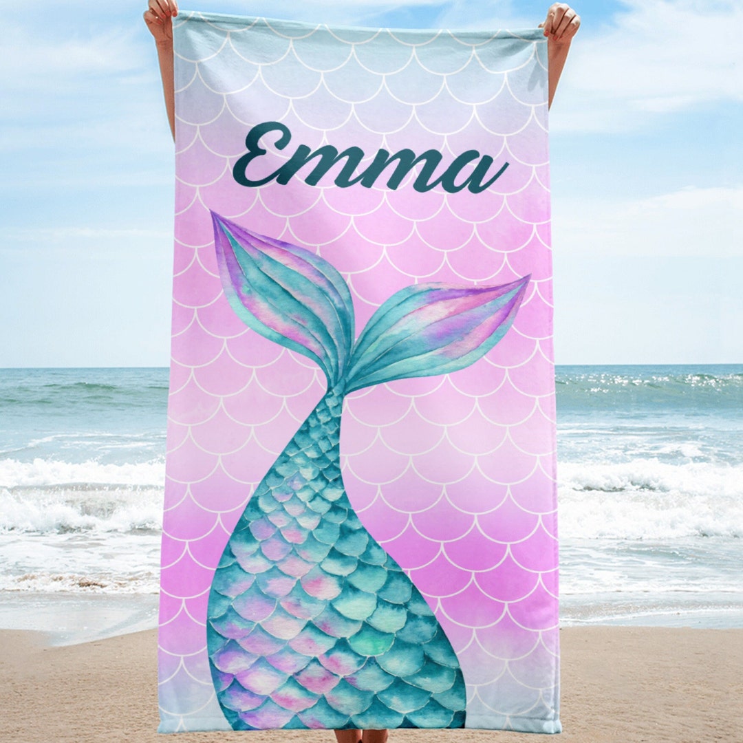 Custom Mermaid Tail Beach Towel Beach Towel for Girls Girls Etsy