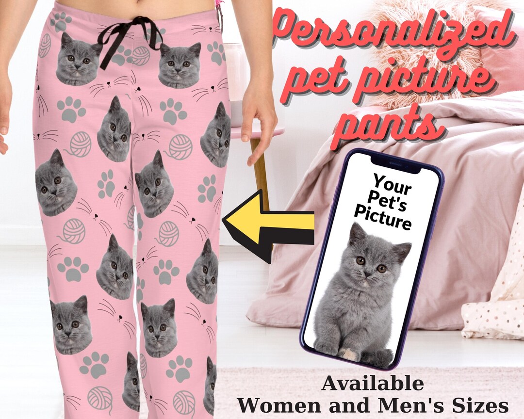 Personalized Pajamas Pants With Photo, Custom Cat Women Pajamas, Pet ...