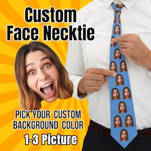 Personalized Printed Face Tie, Custom Face Neckties, Custom Logo Neck Tie, Fathers Day Gift, Photo Neck Tie, Gift, Personalized Tie Father