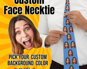 Personalized Printed Face Tie, Custom Face Neckties, Custom Logo Neck Tie, Fathers Day Gift, Photo Neck Tie, Gift, Personalized Tie Father