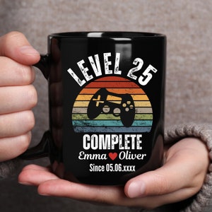 25th Wedding Anniversary Gift for Husband Wife, Level 25 Complete, 25 year Anniversary Gift for Gamer, 25th Year Custom Anniversary Gift