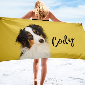 Personalized Beach Towel, Custom Beach Towel, Custom Photo Towel, Custom Bath Towel, Personalized Towel, Photo Beach Towel Dog Picture Towel