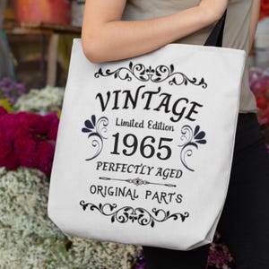 1965 Birthday Tote Bag, 60th Birthday Custom Tote Bag, 60th Birthday Ideas, 1965 Custom Birthday Gifts, 60th Birthday Custom Gift for Women