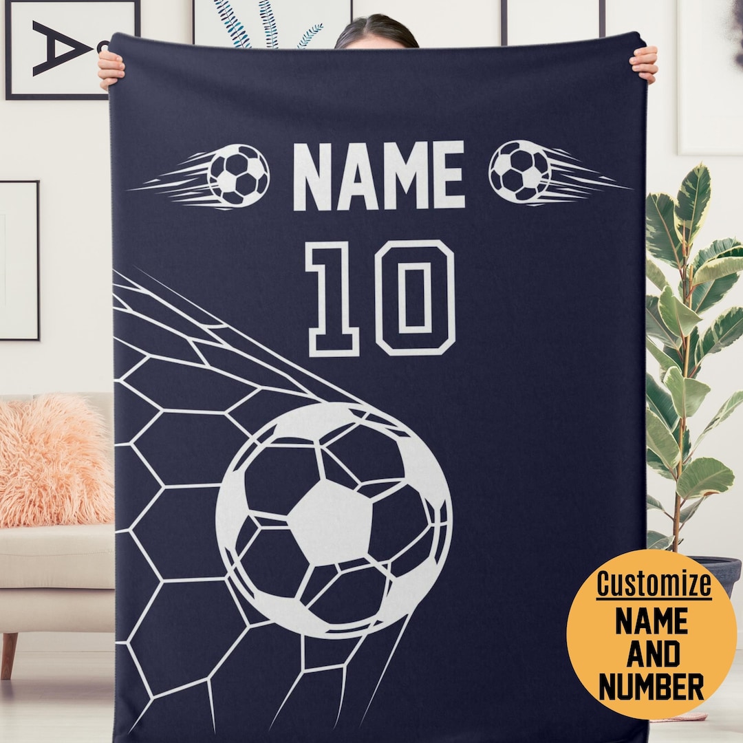 Personalized Soccer Blanket, Custom Soccer Blanket Name Number Custom