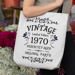 55th Birthday Tote Bag, 55th Birthday Gift, Gift For 55 Years Old Woman, Vintage 1970 Birthday Gift, Funny Tote Bag For 55 Years Old Women