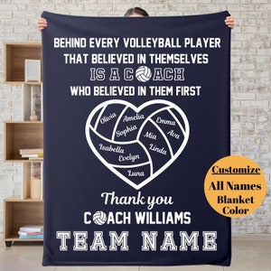 Personalized Volleyball Blanket, Custom Volleyball Coach Blanket, Custom Name Volleyball Team Blankets, Appreciation Gift for Coach Blanket