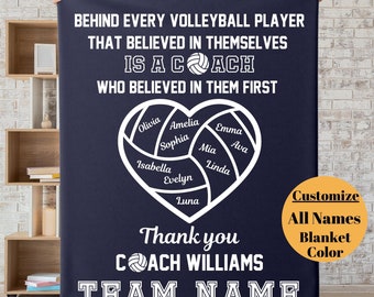 Personalized Volleyball Blanket, Custom Volleyball Coach Blanket, Custom Name Volleyball Team Blankets, Appreciation Gift for Coach Blanket