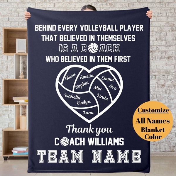 Personalized Volleyball Blanket, Custom Volleyball Coach Blanket, Custom Name Volleyball Team Blankets, Appreciation Gift for Coach Blanket