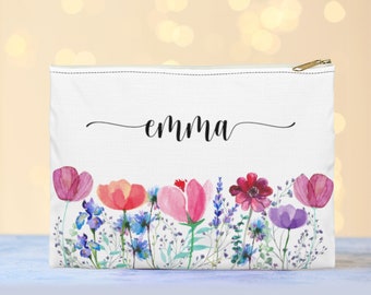 Personalized Makeup Bag, Best Friend Gift, Makeup Case, Personalized Gift, Makeup, Makeup Bag, Cosmetic Bag, Canvas Bag, Floral Monogram Bag