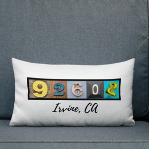 Postal Code Throw Pillow, Personalized Zip Code Throw Pillow, Housewarming Gift , New Home Throw Pillow ,Moving Gift , Postal Code Pillow