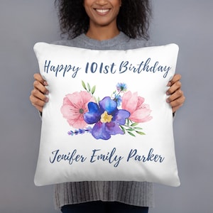 101 Geburtstagsgeschenke für Frauen, individuelles Namenskissen für Sie, personalisierte Dekokissen für Oma Mama, geboren 1924 Geburtstagsgeschenk