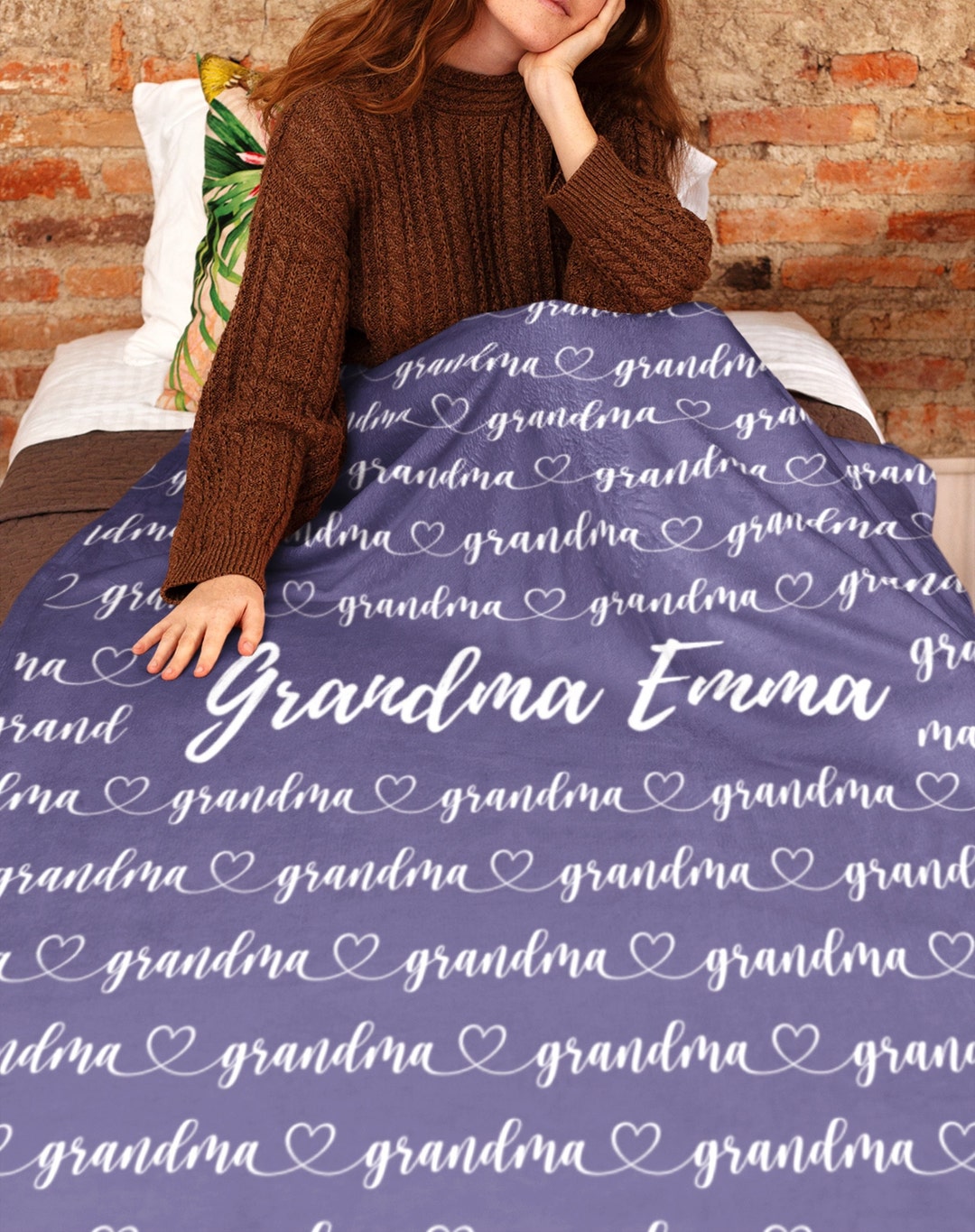 Grandma’s Heart Beats In Mine Forever - Family Personalized Custom Blanket - Gift For Mom, Grandma
