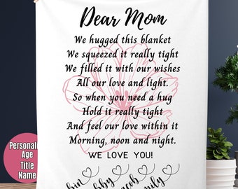 Personalized Dear Mom Blanket: Custom Birthday Gift for Grandma