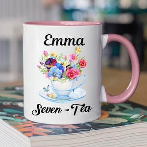 Seven Tea Mug For Her, Personalized Gift for 70th Birthday, Wildflower 70th Birthday Mug, Custom Great Grandma Gift, 70th Birthday Woman