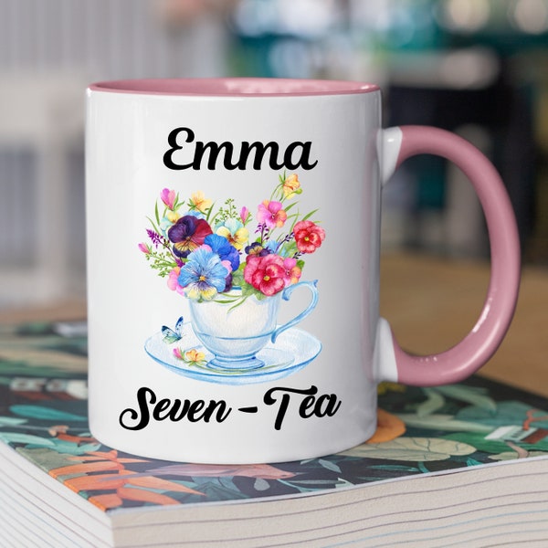 Seven Tea Mug For Her, Personalized Gift for 70th Birthday, Wildflower 70th Birthday Mug, Custom Great Grandma Gift, 70th Birthday Woman