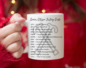 Senior Citizen Texting Code Mug, Gifts For Senior Citizens, Gift For Senior Women And Men, Funny Gag Gifts For Older People, Senior Citizen