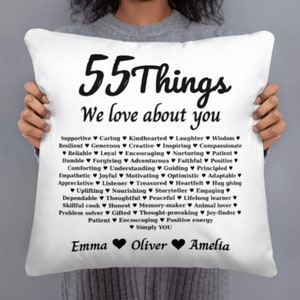 55 Reasons We Love You Pillow, 55th Birthday Gift For Woman, Personalized 55th Birthday Gift Mom Sister, Birthday Gift For Wife 55th Gifts