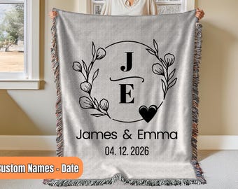 Personalized Blanket for Couples with Names, Custom Engagement Gift For New Couples