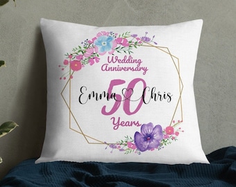 Personalized 50th Anniversary Gift Pillow, 50th Anniversary Gift, Custom Couple Mr And Mrs Pillow With Names, Custom Couple Cushion