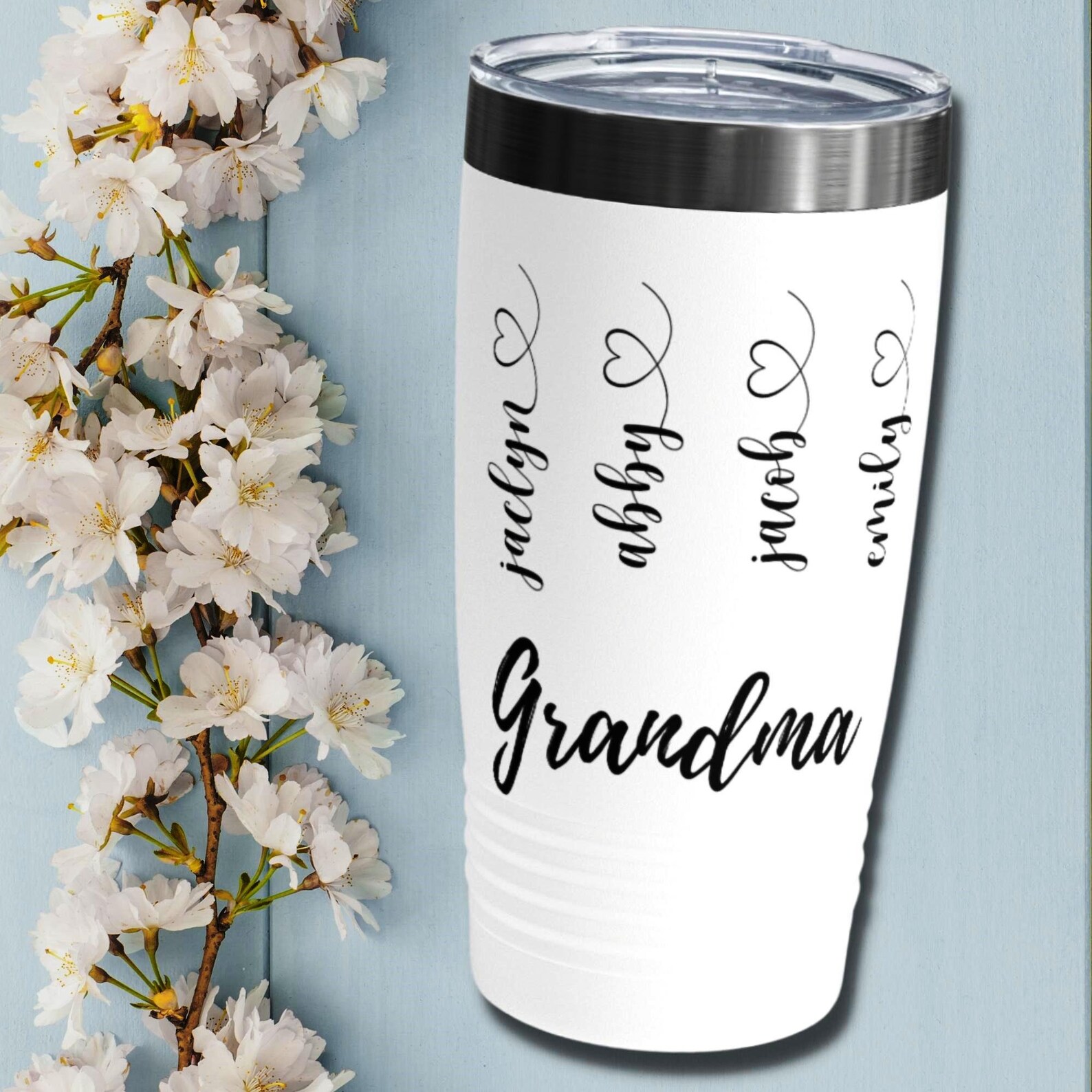 Custom Grandma Tumbler With Grandkids Names Mom Tumbler Etsy