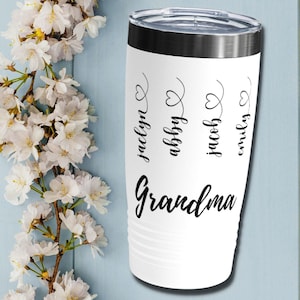 Vaso personalizado para abuela con nombres de nietos, vaso para abuela, vaso para el día de la madre, regalo de cumpleaños para abuela, vaso de cumpleaños personalizado para abuela