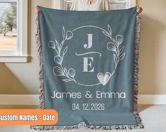 Personalized Throw Blanket For Couples, Custom Engagement, Wedding Gift