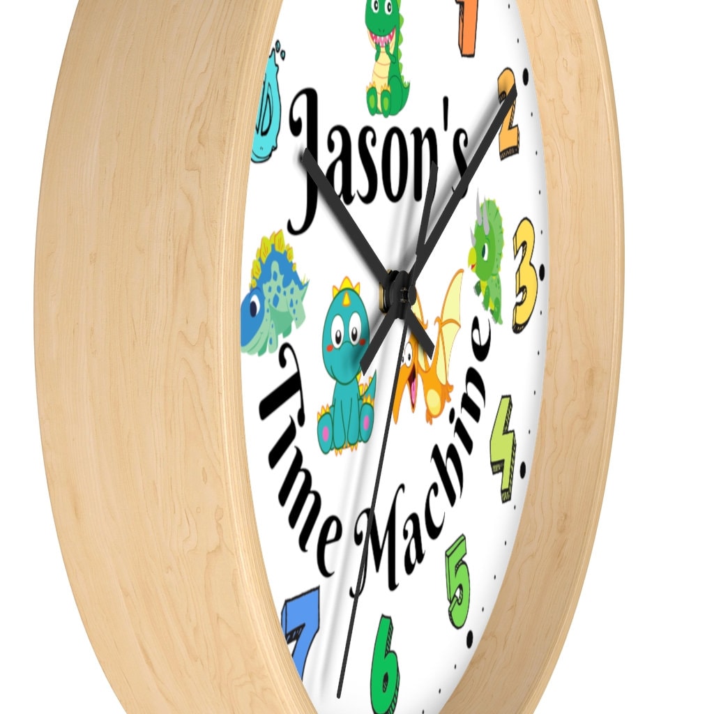 Wall Clock Kids Personalized Kids Room Clock Custom Dinosaur Etsy