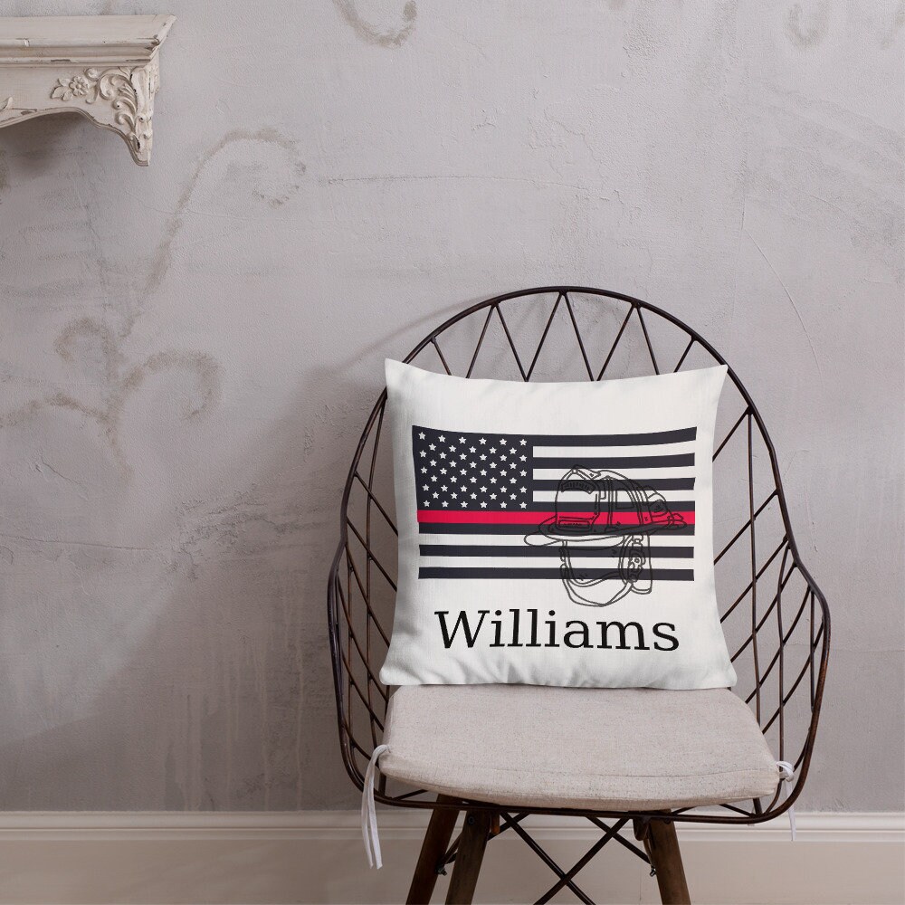Thin Red Line Flag Fireman Gift Pillow Personalized Fireman | Etsy