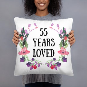 55 Years Loved Pillow, Personalized Grandma Pillow for 55th, Personalized Birthday Pillow, 55 and Fabulous, Fabulous at 55, Gift For Grandma