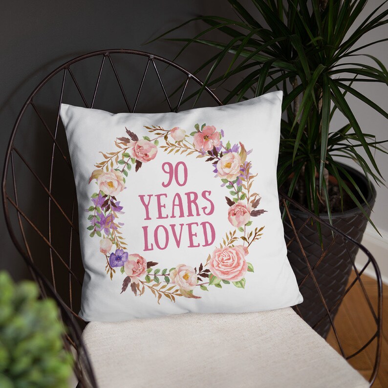 90th Birthday Gifts for Women 90 Years Loved Throw Pillow