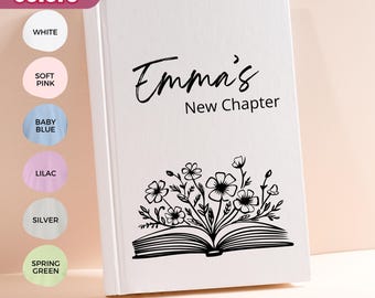 Personalized New Chapter Journal with Wildflowers, Custom Retirement Gift for Women, Teacher Retirement Book