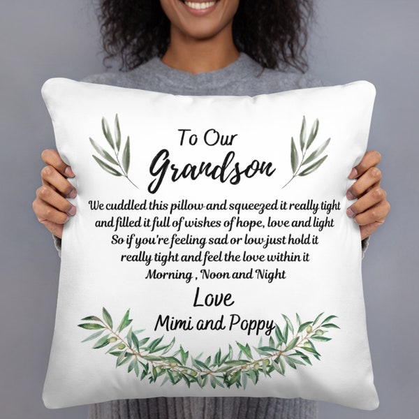 Grandson Cuddle Pillow, Grandson Cuddle Cushion, Personalized Grandson Gift, Custom Gift From Grandma, Grandson Pillow