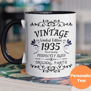 1935 Vintage Gift, 90th Birthday Gift Mug, Limited Edition Mug, 90 Birthday For Men For Women, 90 Year Old Birthday, Aged To Perfection Mug
