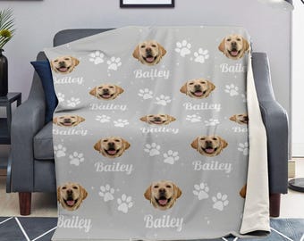 Personalized Dog Cat Memorial Gift for Pet Lover, Custom Pet Blanket with Photo and Name, Custom Dog Blanket, Custom Pet Blanket With Name
