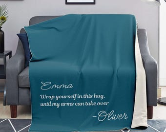 Long Distance Boyfriend Girlfriend Personalized Blanket, Custom Missing You Blanket
