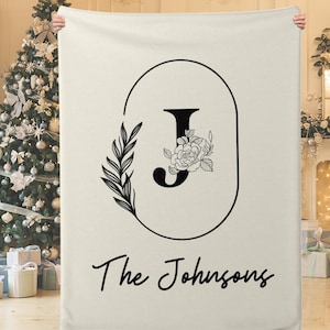 Custom Family Name Blanket, Last Name Initials Blanket, Christmas Family Blanket