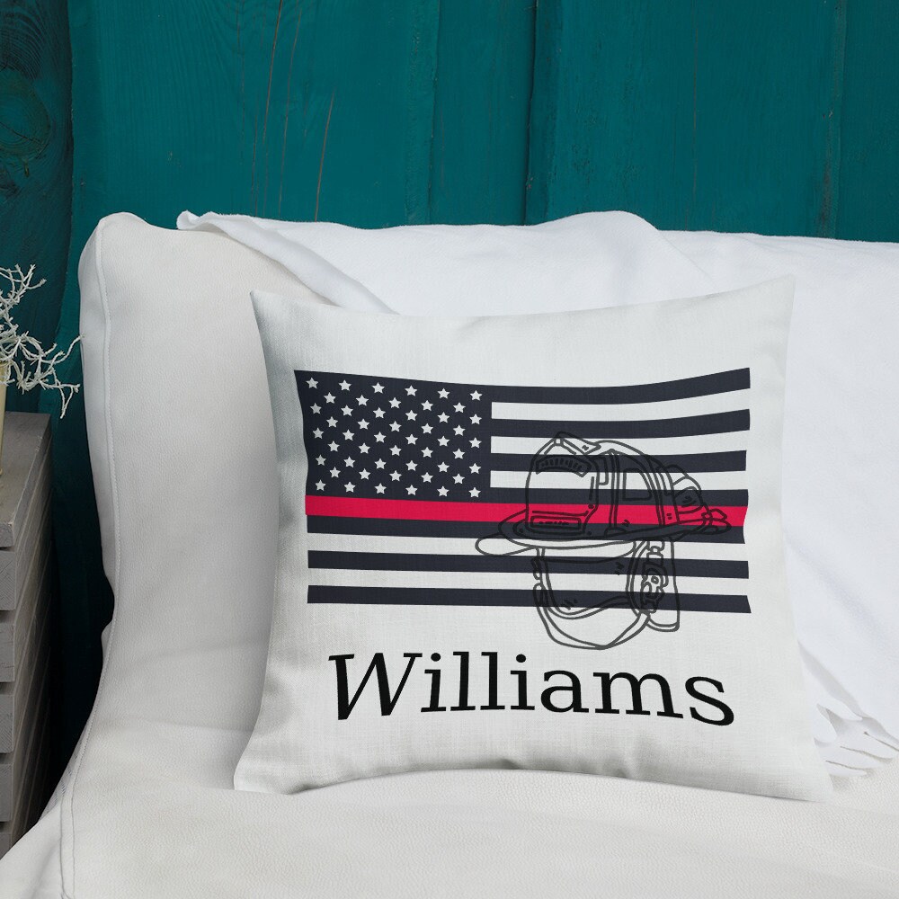 Thin Red Line Flag Fireman Gift Pillow Personalized Fireman | Etsy