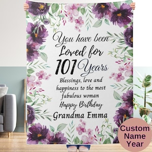 Benutzerdefinierte 101. Geburtstagsgeschenke für Frauen, Mama Oma Fleece Sherpa Decke 101. Jahre alt Geschenke, 101 Muttertag Benutzerdefinierte Decke Geschenk drehen