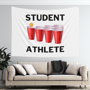 Funny Student Athlete Tapestry, Student Bedroom Art Wall Gift, Funny Tapestry, Hanging Tapestry Decoration, Gift For Dorm, College Dorm Gift