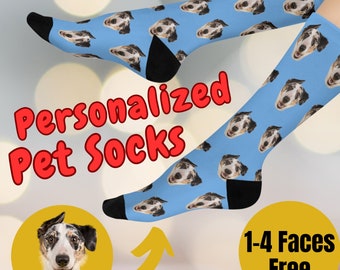 Aangepaste sokken voor huisdieren, aangepaste sokken met foto's en tekst, gepersonaliseerde sokken voor honden kattenliefhebbers, sokken huisdier gezicht, aangepaste cadeau-idee huisdier moeder vader