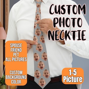 Personalized Printed Face Ties, Custom Face Necktie, Custom Logo Neck Tie, Fathers Day Gift, Photo  Neck Tie, Gift, Personalized Tie Father