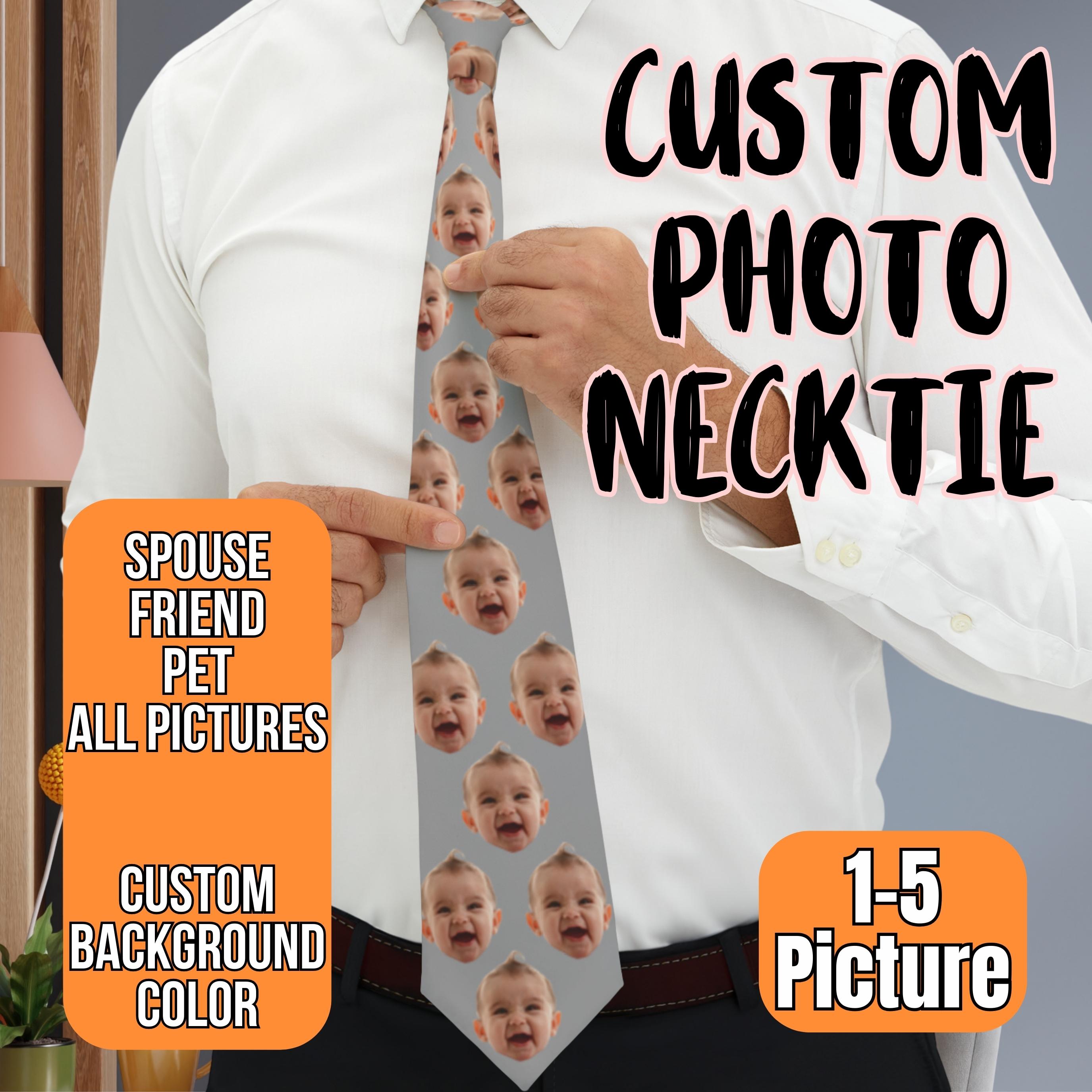 Personalized Printed Face Ties, Custom Face Necktie, Custom Logo Neck Tie, Fathers Day Gift, Photo  Neck Tie, Gift, Personalized Tie Father