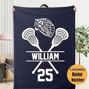 Personalized Lacrosse Blanket Name Number, Lacrosse Mom Gift, Lacrosse Gift For Team, Custom Lacrosse Blanket, Lacrosse Gift From Mom Dad