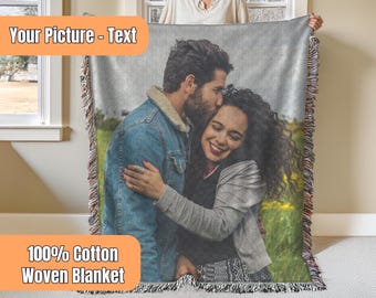 Benutzerdefinierte Bild gewebte Decke, personalisiertes Geschenk für Paare, benutzerdefinierte Jahrestag gewebte Fotodecke, gewebte Bilddecke, Jahrestagsgeschenk